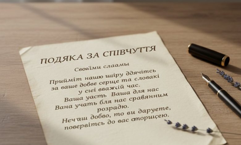 благодарность за сочувствие своими словами