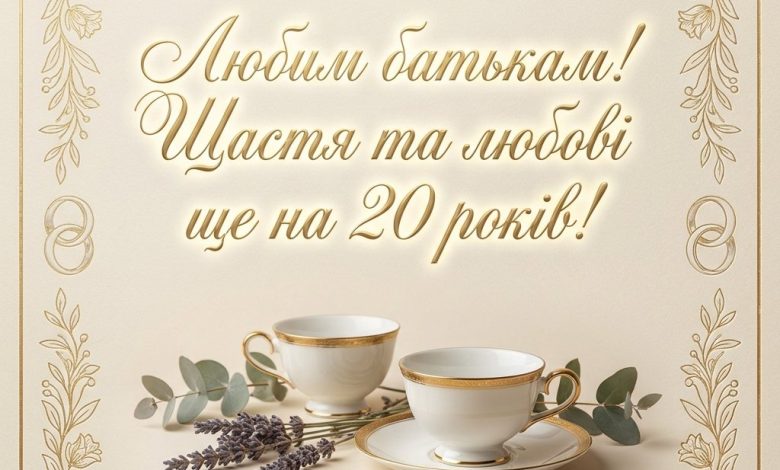 Привітання з 20 річницею весілля батькам