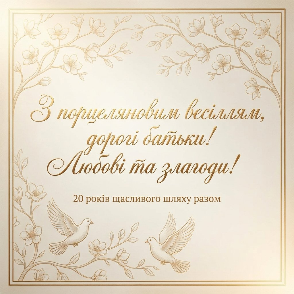 Привітання з 20 річницею весілля батькам