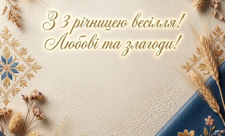 Привітання з 3 річницею весілля українською