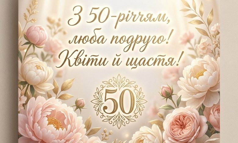 Привітання з 50-річчям подрузі своїми словами
