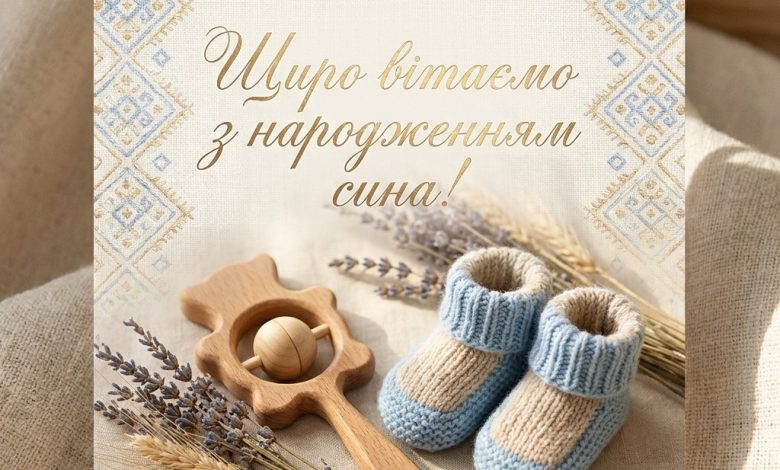 Привітання з народженням сина українською