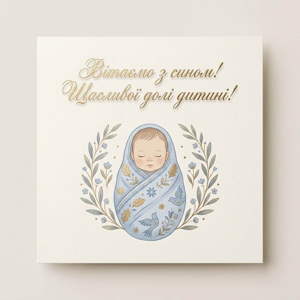 Привітання з народженням сина українською