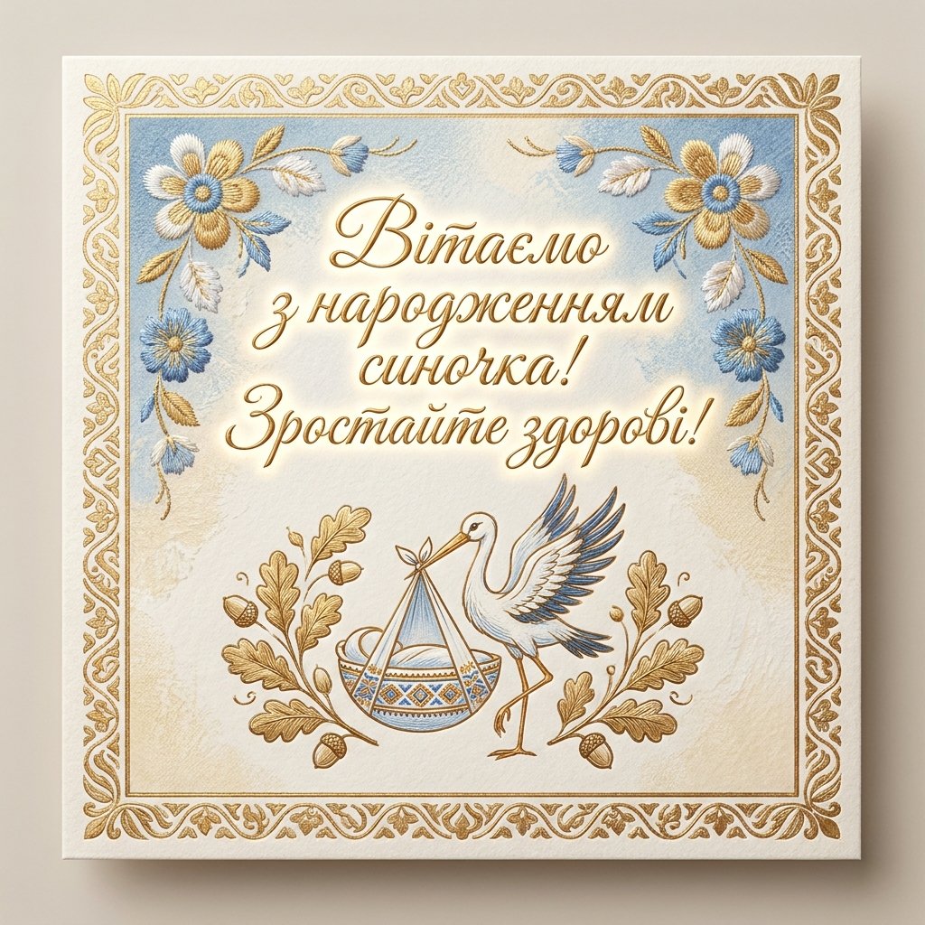 Привітання з народженням сина українською